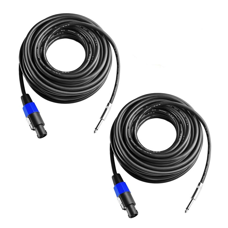Yoico 2Pcs 25 Feet Professional Speakon to 1/4 Speaker Cable, Pair 25 ft 12 Gauge Speakon to 1/4 Male Inch Audio Amplifier Connection Heavy Duty Cord Wire with Twist Lock - Image 1